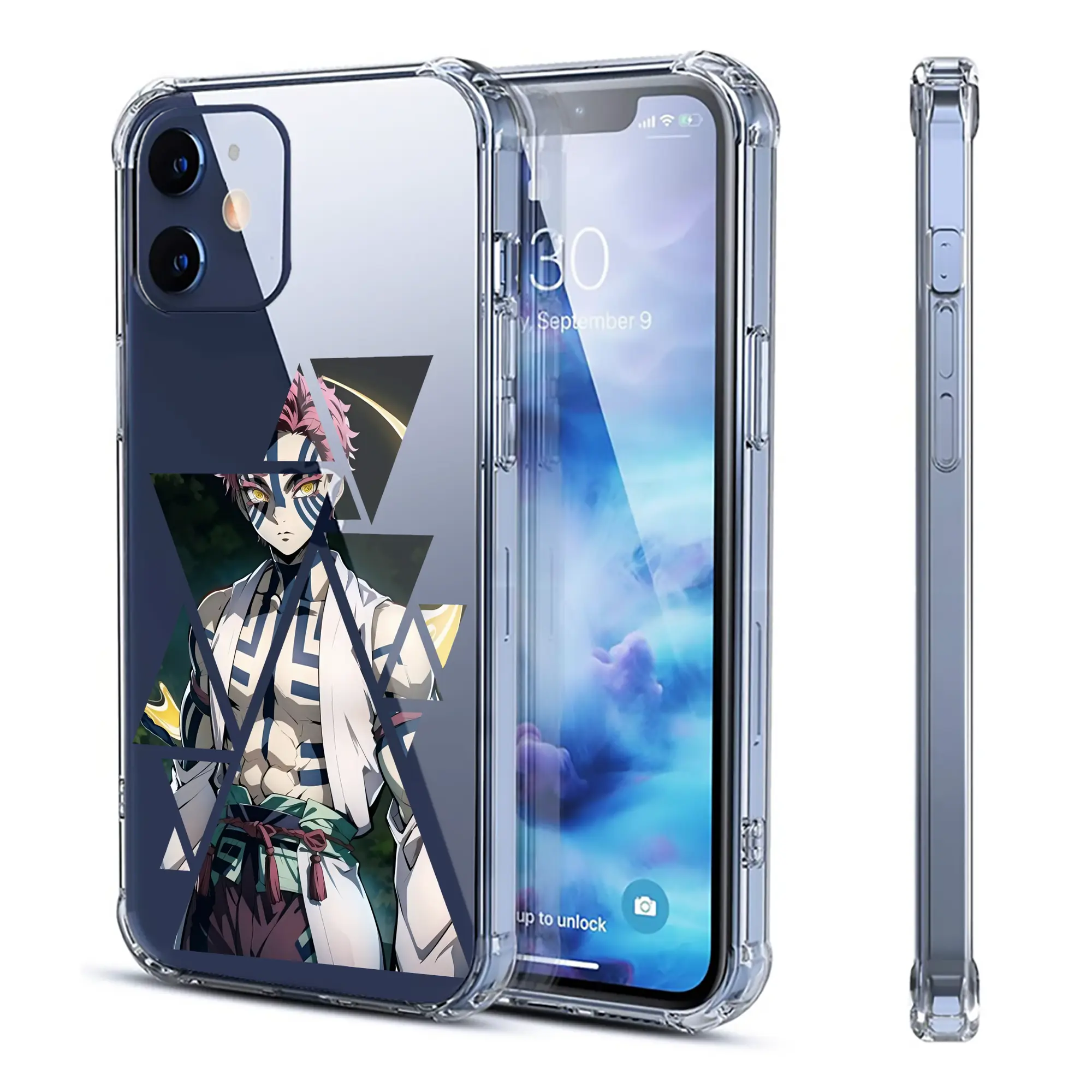 鬼滅の刃 グッズ,猗窩座 - IPhone 12シリーズ対応 ・ 透明スマホケース ・ クリアソフトケース ・ TPU素材 ・ 耐衝撃 ・ 高密着 ・ 防汚 防指紋 ・ 簡単着脱